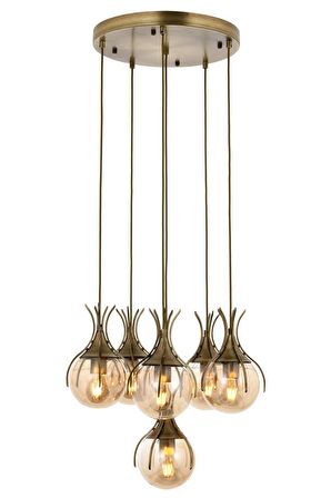 AVONNI AV-60161-6ET Eskitme Kaplama Modern Avize E27 Metal Cam 50cm