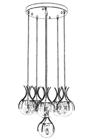 AVONNI AV-60161-6ET Eskitme Kaplama Modern Avize E27 Metal Cam 50cm