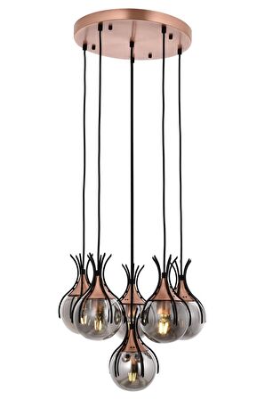 AVONNI AV-60161-6T-BSY Siyah Boyalı Modern Avize E27 Metal Cam 50cm