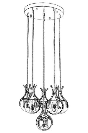 AVONNI AV-60161-6T-BSY Siyah Boyalı Modern Avize E27 Metal Cam 50cm
