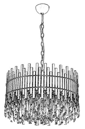 AVONNI AV-60162-E60 Eskitme Kaplama Klasik Avize E27 Metal Kristal 60cm