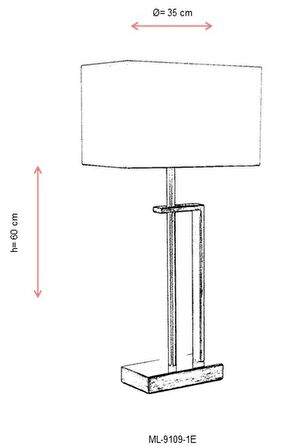 AVONNI ML-9109-1E Eskitme Kaplama Masa Lambası E27 Metal Kumaş 30x18cm