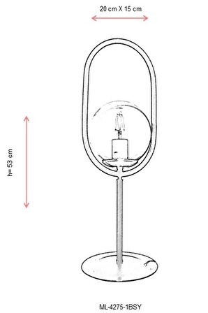 AVONNI ML-60180-1BSY Siyah Boyalı Masa Lambası E27 Metal Cam 20cm