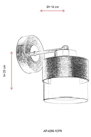 Avonni Ap-60193-1Cpr Cam - Metal Modern İç Mekan Duvar Aplik 