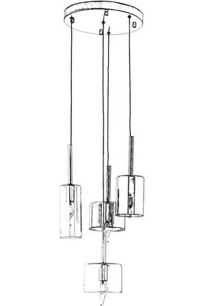 AVONNI AV-60043-4ET-BF Eskitme Kaplama Modern Avize E14 Metal Cam 35cm