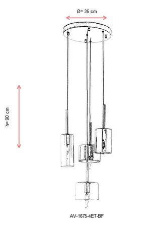 AVONNI AV-60043-4ET-BF Eskitme Kaplama Modern Avize E14 Metal Cam 35cm