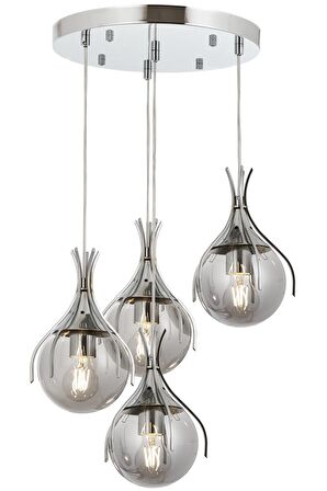 AVONNI AV-60161-4KT Krom Kaplama Modern Avize E27 Metal Cam 40cm
