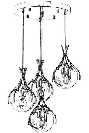 AVONNI AV-60161-4KT Krom Kaplama Modern Avize E27 Metal Cam 40cm