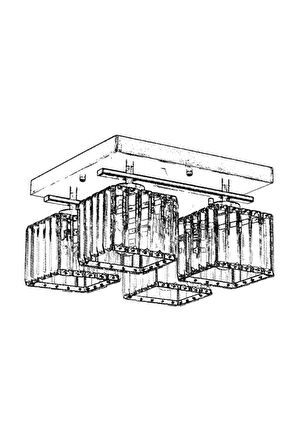 AVONNI AV-60230-4E Eskitme Kaplama Modern Avize E27 Metal Kristal 40x40cm