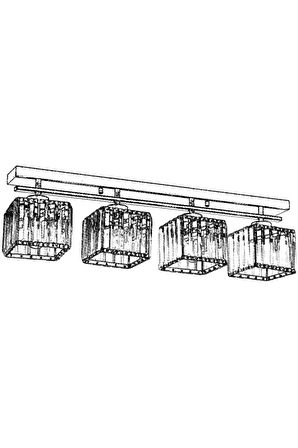 AVONNI AV-60230-4EY Eskitme Kaplama Modern Avize E27 Metal Kristal 80x15cm
