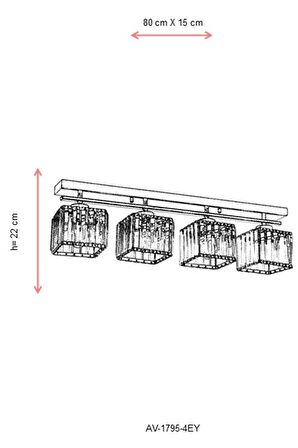 AVONNI AV-60230-4EY Eskitme Kaplama Modern Avize E27 Metal Kristal 80x15cm