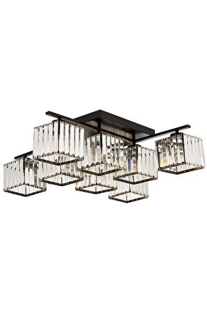 AVONNI AV-60230-8BSY Siyah Boyalı Modern Avize E27 Metal Kristal 80cm