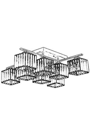 AVONNI AV-60230-8BSY Siyah Boyalı Modern Avize E27 Metal Kristal 80cm
