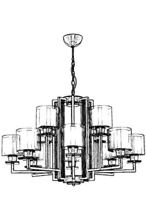 AVONNI AV-60190-12E Eskitme Kaplama Modern Avize E27 Metal Cam 105cm