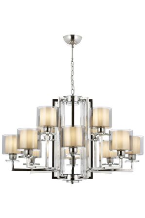 AVONNI AV-60190-12K Krom Kaplama Modern Avize E27 Metal Cam 105cm