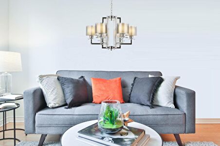 AVONNI AV-60190-6K Krom Kaplama Modern Avize E27 Metal Cam 70cm