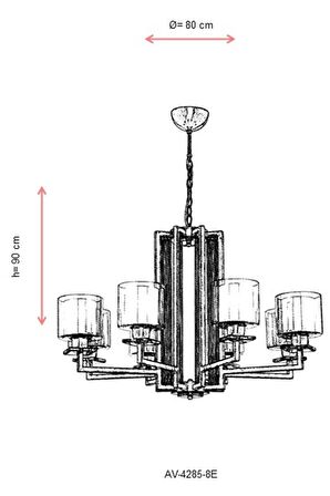AVONNI AV-60190-8E Eskitme Kaplama Modern Avize E27 Metal Cam 80cm