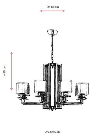 AVONNI AV-60190-8K Krom Kaplama Modern Avize E27 Metal Cam 80cm
