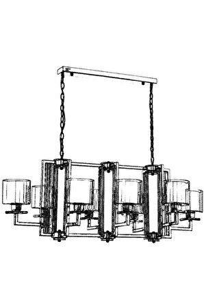 AVONNI AV-60190-8K-YM Krom Kaplama Modern Avize E27 Metal Cam 110x60cm