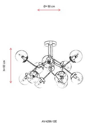 AVONNI AV-60191-12E Eskitme Kaplama Modern Avize E14 Metal Cam 80cm