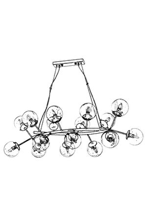 AVONNI AV-60191-16EY Eskitme Kaplama Modern Avize E14 Metal Cam 110x90cm