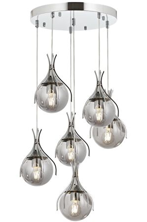 AVONNI AV-60161-6KT Krom Kaplama Modern Avize E27 Metal Cam 50cm