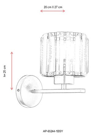 Avonni Ap-65244-1Bsy Metal Modern İç Mekan Duvar Siyah Aplik 