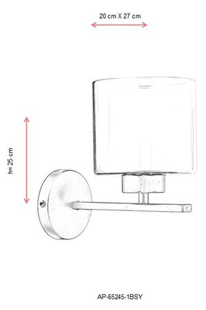 Avonni Ap-65245-1Bsy Cam - Metal Modern İç Mekan Duvar Siyah Aplik 