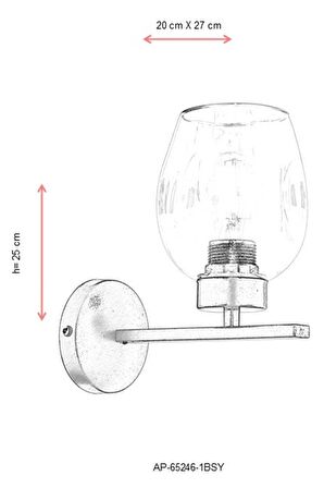 Avonni Ap-65246-1Bsy Cam - Metal Modern İç Mekan Duvar Siyah Aplik 