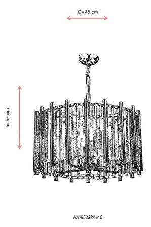 AVONNI AV-65222-K45 Krom Kaplama Modern Avize E14 Metal Kristal 45cm