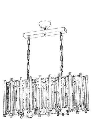 AVONNI AV-65222-YM-E Eskitme Kaplama Modern Avize E14 Metal Kristal 65x22cm