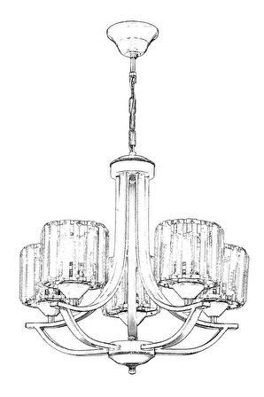 AVONNI AV-65226-5E Eskitme Kaplama Modern Avize E27 Metal Kristal 55cm