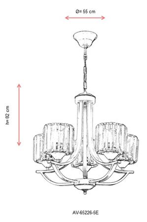 AVONNI AV-65226-5E Eskitme Kaplama Modern Avize E27 Metal Kristal 55cm