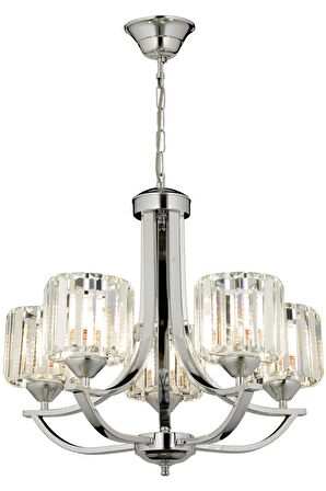 AVONNI AV-65226-5K Krom Kaplama Modern Avize E27 Metal Kristal 55cm