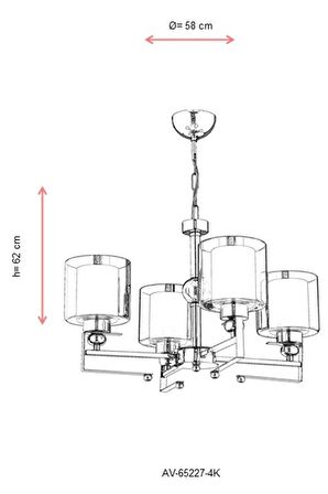 AVONNI AV-65227-4K Krom Kaplama Modern Avize E27 Metal Cam 58cm
