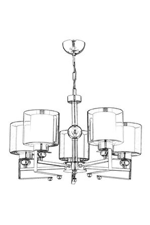 AVONNI AV-65227-5K Krom Kaplama Modern Avize E27 Metal Cam 58cm