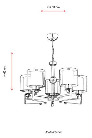 AVONNI AV-65227-5K Krom Kaplama Modern Avize E27 Metal Cam 58cm