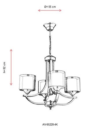 AVONNI AV-65228-4K Krom Kaplama Modern Avize E27 Metal Cam 55cm