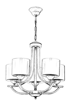 AVONNI AV-65228-5E Eskitme Kaplama Modern Avize E27 Metal Cam 55cm