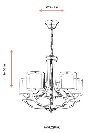 AVONNI AV-65228-5K Krom Kaplama Modern Avize E27 Metal Cam 55cm