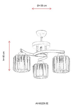 AVONNI AV-65229-3E Eskitme Kaplama Modern Avize E27 Metal Kristal 58cm