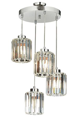 AVONNI AV-65230-4KT Krom Kaplama Modern Avize E27 Metal Kristal 40cm