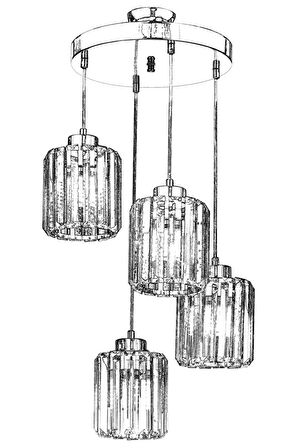AVONNI AV-65230-4KT Krom Kaplama Modern Avize E27 Metal Kristal 40cm