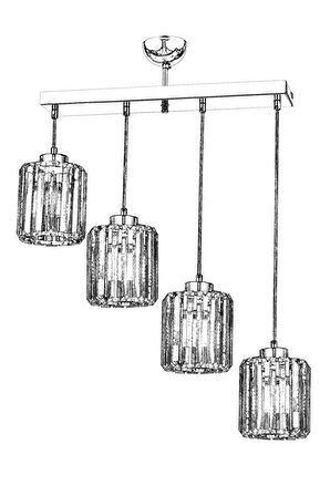 AVONNI AV-65230-4KY Krom Kaplama Modern Avize E27 Metal Kristal 64x15cm