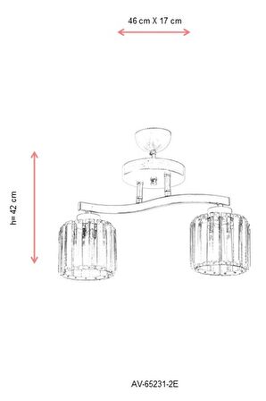 AVONNI AV-65231-2E Eskitme Kaplama Modern Avize E27 Metal Kristal 46x17cm