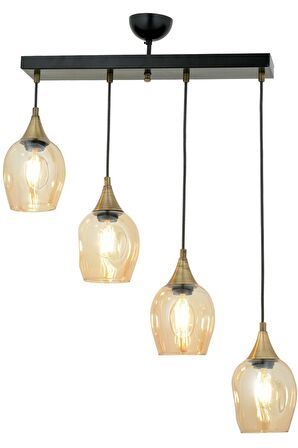 AVONNI AV-65234-4Y-BSY Siyah Boyalı Modern Avize E27 Metal Cam 70x10cm