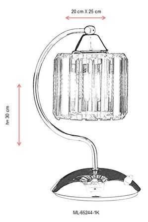 AVONNI ML-65244-1K Krom Kaplama Masa Lambası E27 Metal Kristal 20x25cm