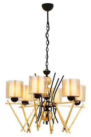 AVONNI AV-60289-6S Sarı Boyalı Modern Avize E27 Metal Cam 66cm