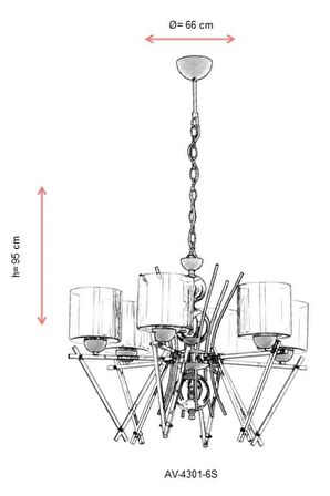 AVONNI AV-60289-6S Sarı Boyalı Modern Avize E27 Metal Cam 66cm