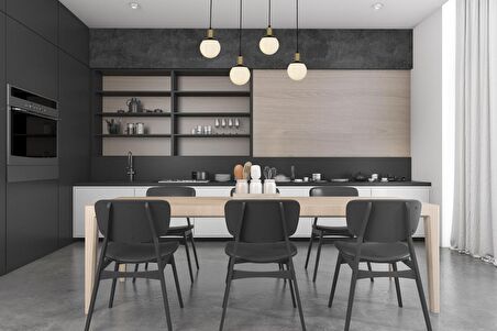 AVONNI AV-60273-4Y-BSY Siyah Boyalı Modern Avize E27 Metal Cam 80x15cm